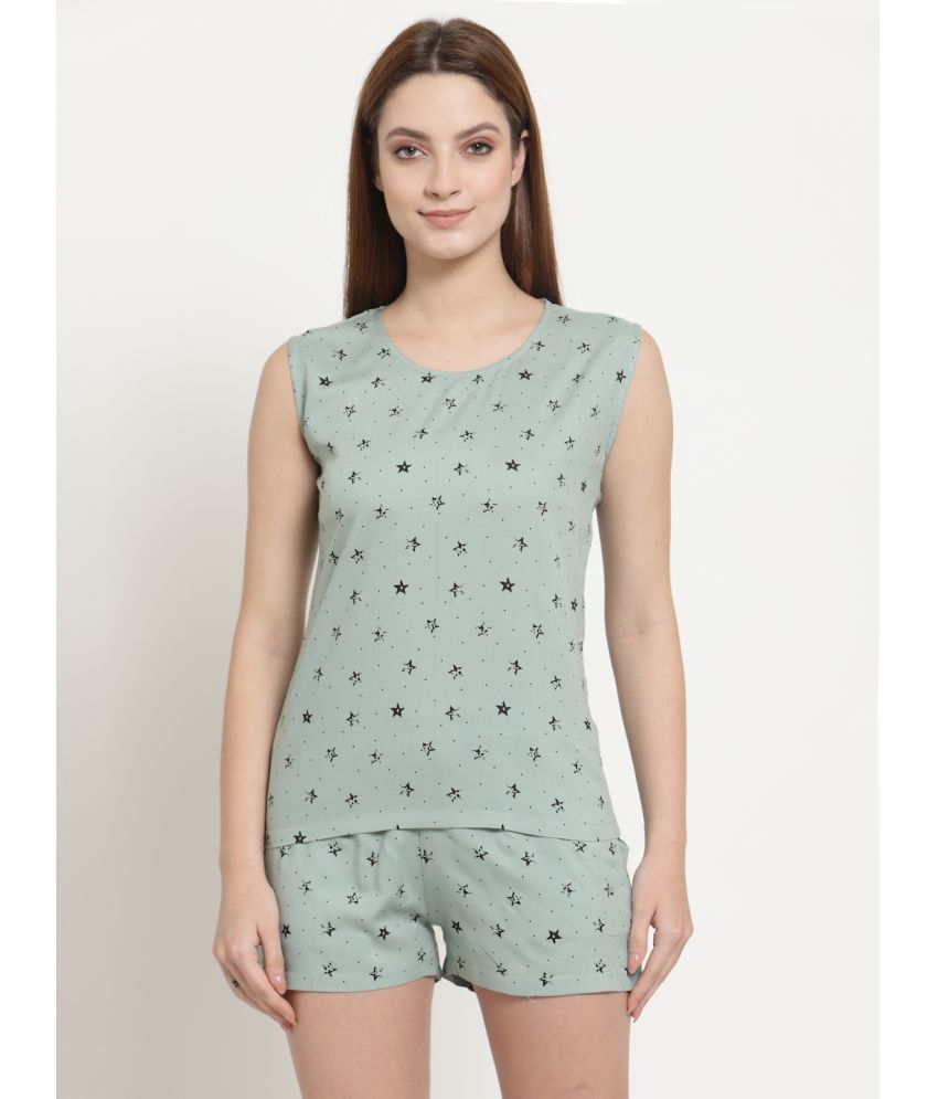     			Uzarus - Green Cotton Blend Women's Nightwear Night Shorts ( Pack of 1 )