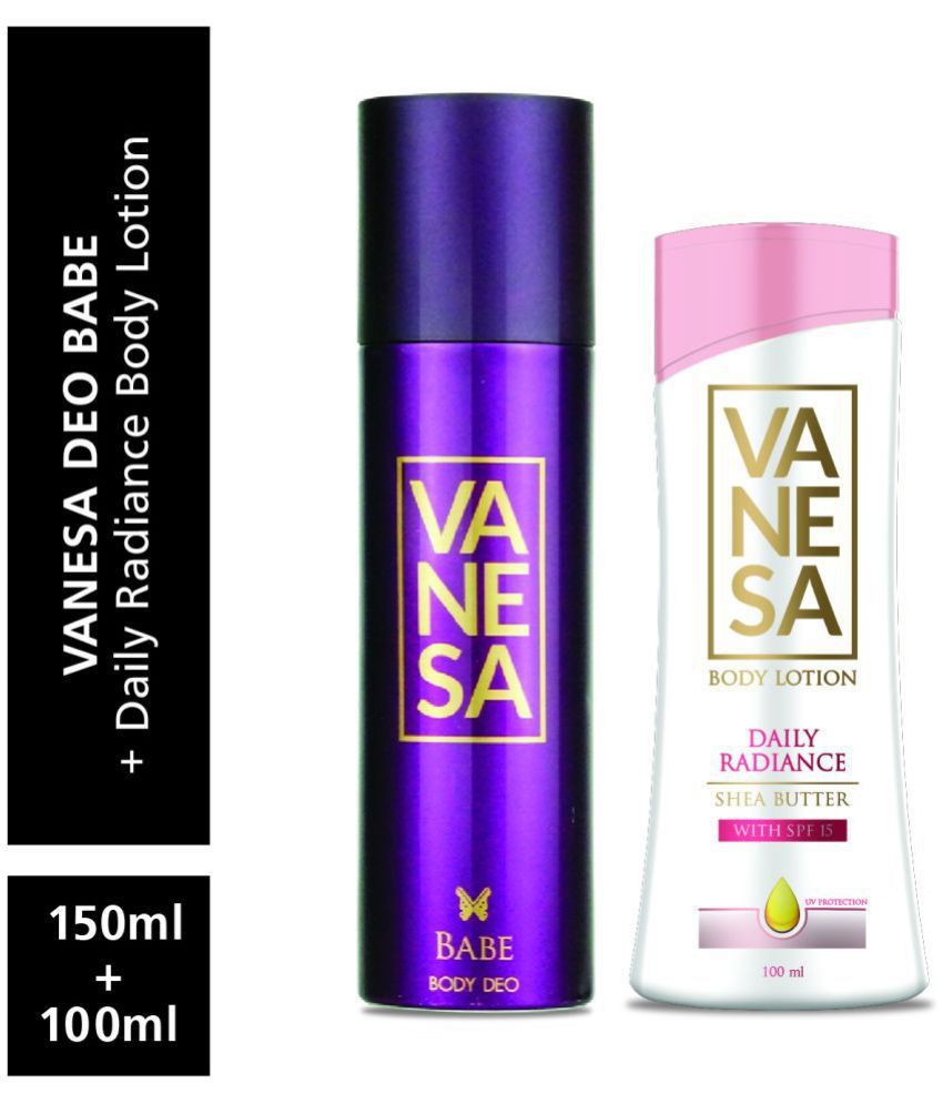     			Vanesa Babe Deodorant 150Ml , Shea Butter Body Lotion 100Ml (Combo Pack Of 2)