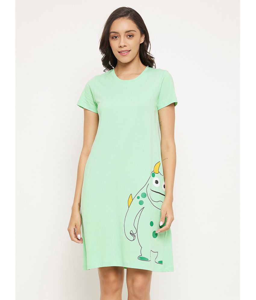     			Clovia - Green Cotton Blend Women's Nightwear Night Dress ( Pack of 1 )