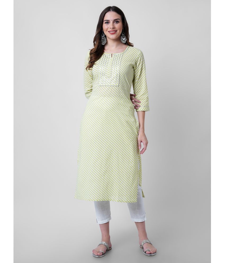     			GOD BLESS - Lime Green Rayon Women's Straight Kurti ( Pack of 1 )
