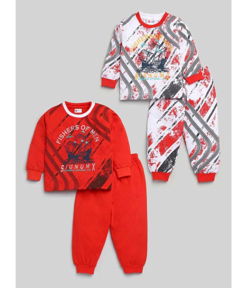     			Mars Infiniti - Red Cotton Boys T-Shirt & Trackpants ( Pack of 2 )