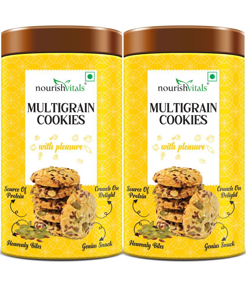     			NourishVitals Multigrain Cookies, Heavenly Bites, Source of Protein, Crunchy Delights, Genius Snack, 120g x Pack Of 2