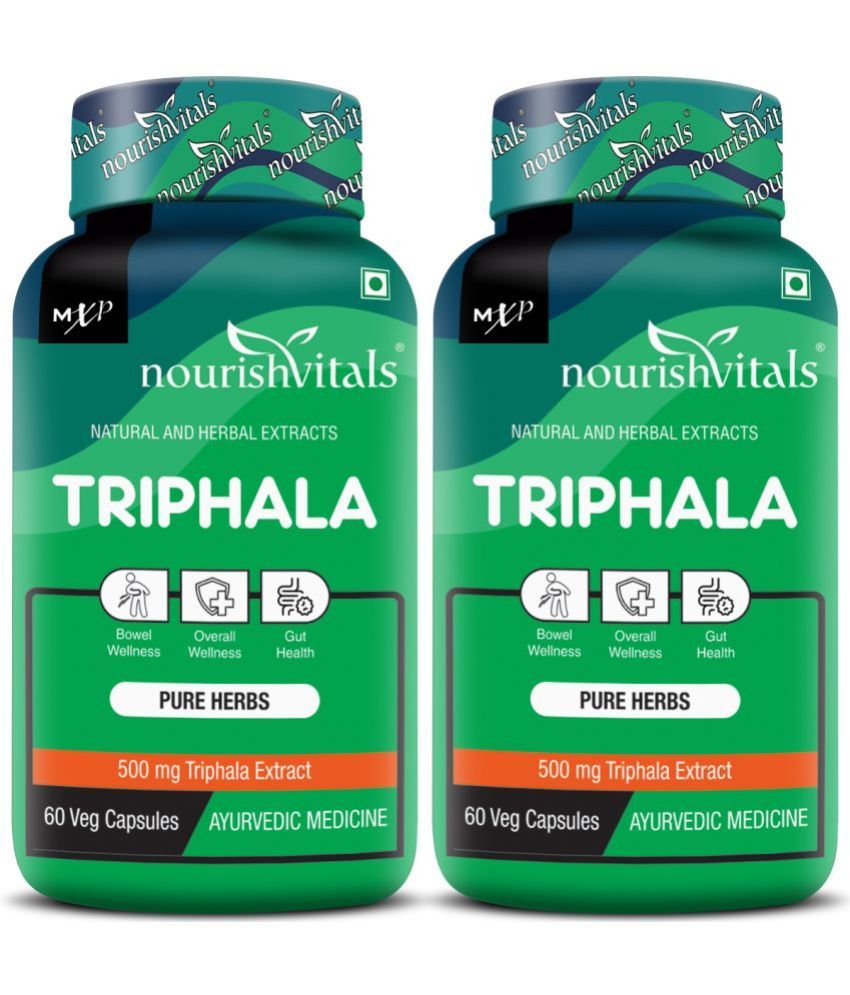     			NourishVitals Triphala Pure Herbs, 500 mg Triphala Extract, Bowel Wellness, 60 Veg Capsules (Pack Of 2)