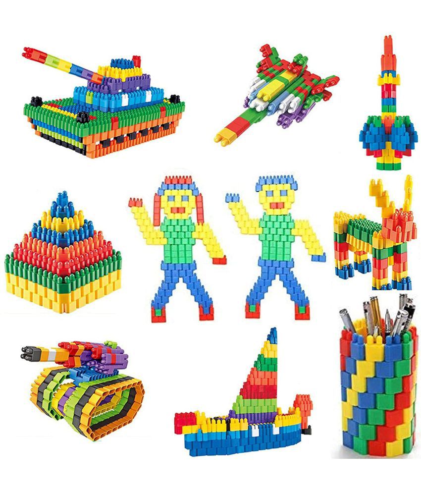 Tzoo® 140 Pcs Interlocking Plastic Bullet Blocks | Creative, Educational Building Blocks, STEM Toy for Boys, Girls -  Multicolor