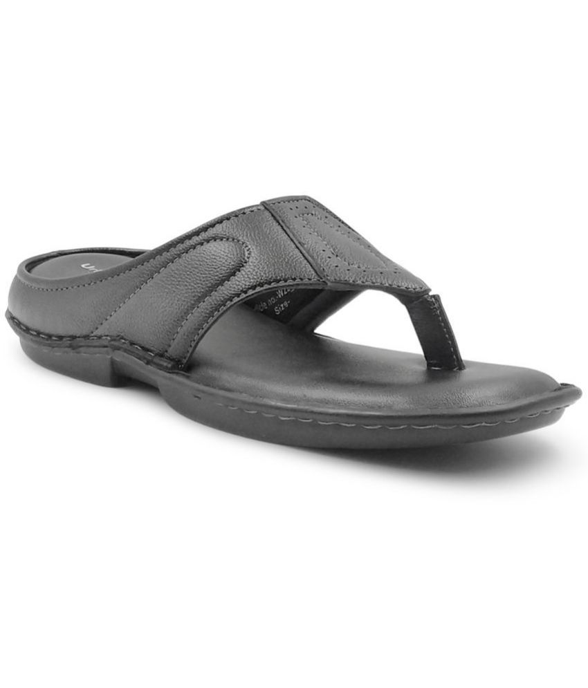     			UrbanMark Men Extra Soft Faux Leather Slippers- Black