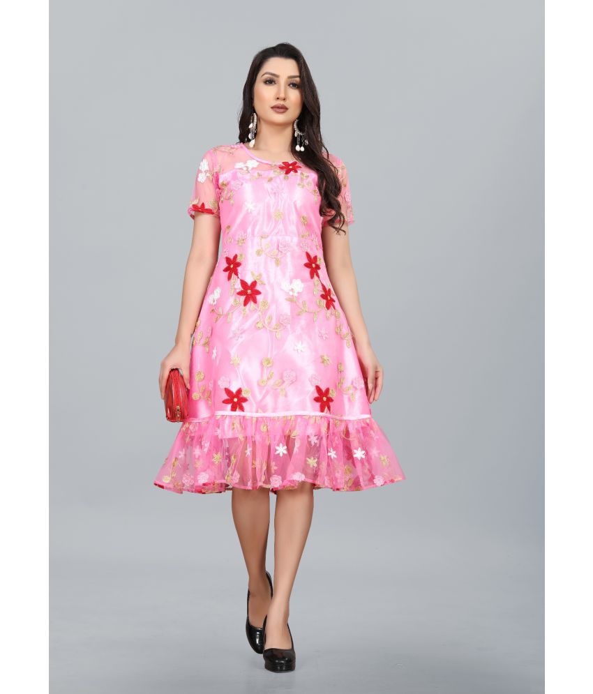     			JULEE - Pink Net Women's A-line Dress ( Pack of 1 )
