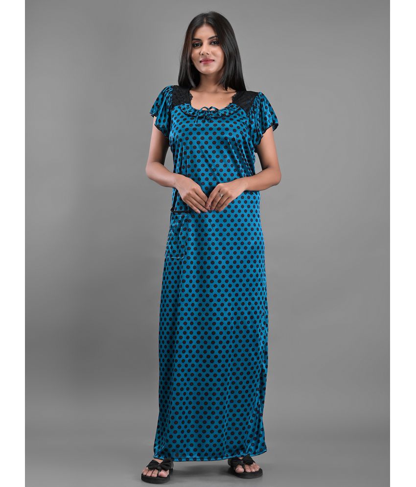     			Anjaneya Creations - Green Satin Women's Nightwear Nighty & Night Gowns ( Pack of 1 )