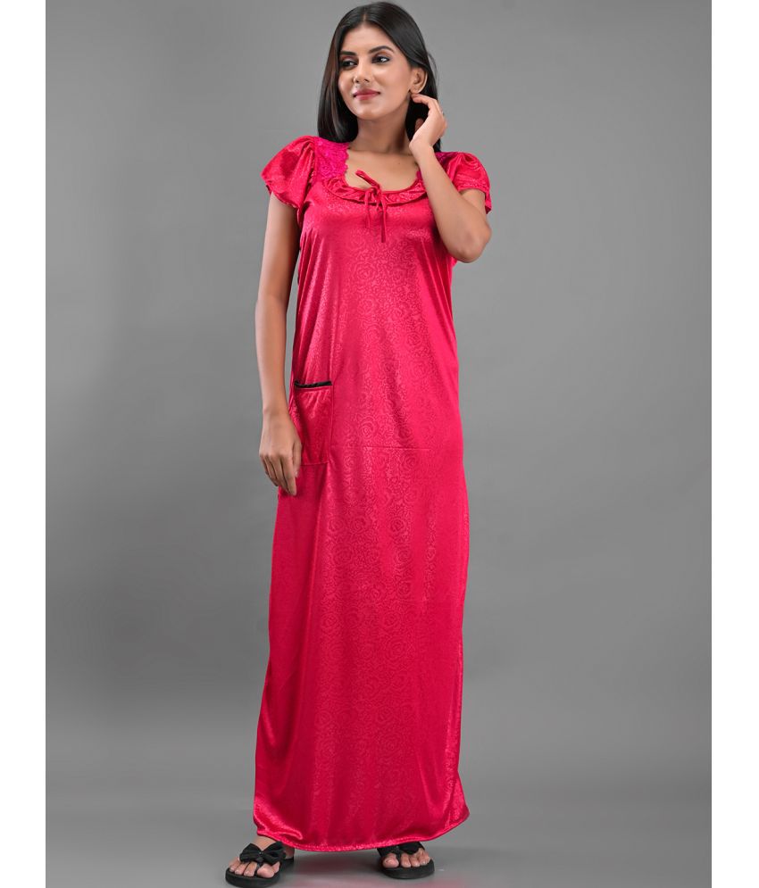     			Anjaneya Creations - Pink Satin Women's Nightwear Nighty & Night Gowns ( Pack of 1 )