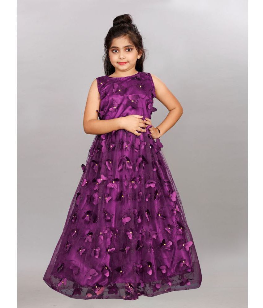     			JULEE - Purple Net Girls Gown ( Pack of 1 )