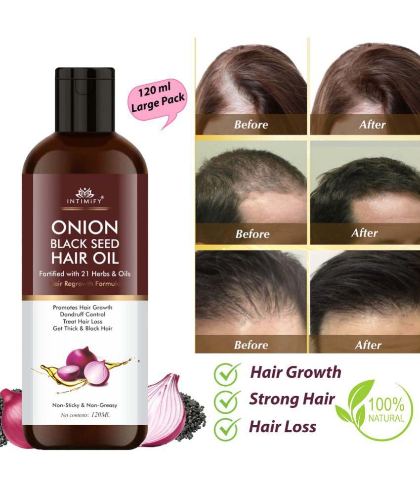     			Intimify Onion Black Seed Hair Oil, onion oil, hair onion oil, herbal onion oil, hair growth oil, anti hairfall oil, 120 ml