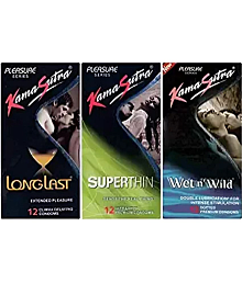 KamaSutra Longlast, Superthin, Wet N Wild Condom (Pack of 3, 36S)