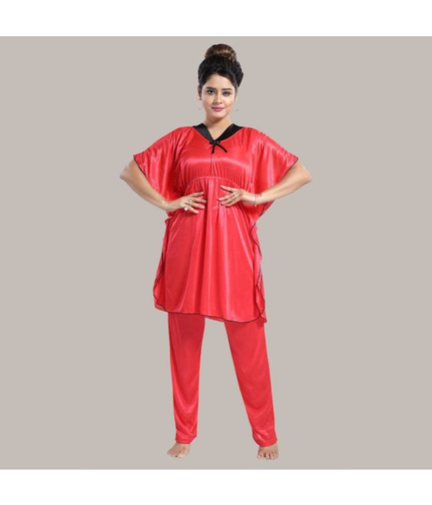     			Gutthi - Pink Satin Women's Nightwear Kaftan Night Dress ( Pack of 1 )