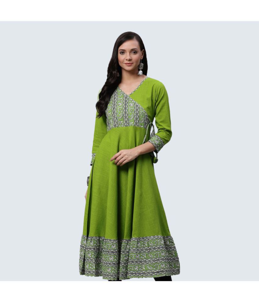     			Yash Gallery - Green Cotton Women's Angrakha Kurti ( Pack of 1 )