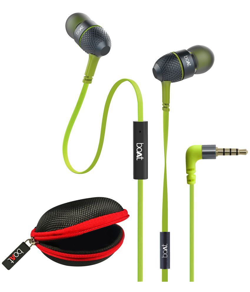 boAt Bassheads 225 CC On Ear Wired With Mic Headphones/Earphones Lime
