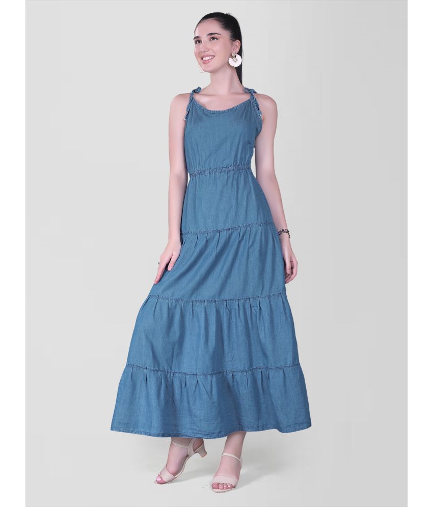     			CEFALU - Blue Denim Women's A-line Dress ( Pack of 1 )