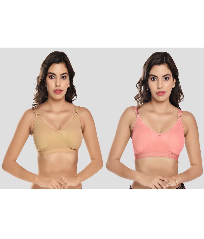     			Elina Pack of 2 Cotton Non Padded Women's T-Shirt Bra ( Peach )