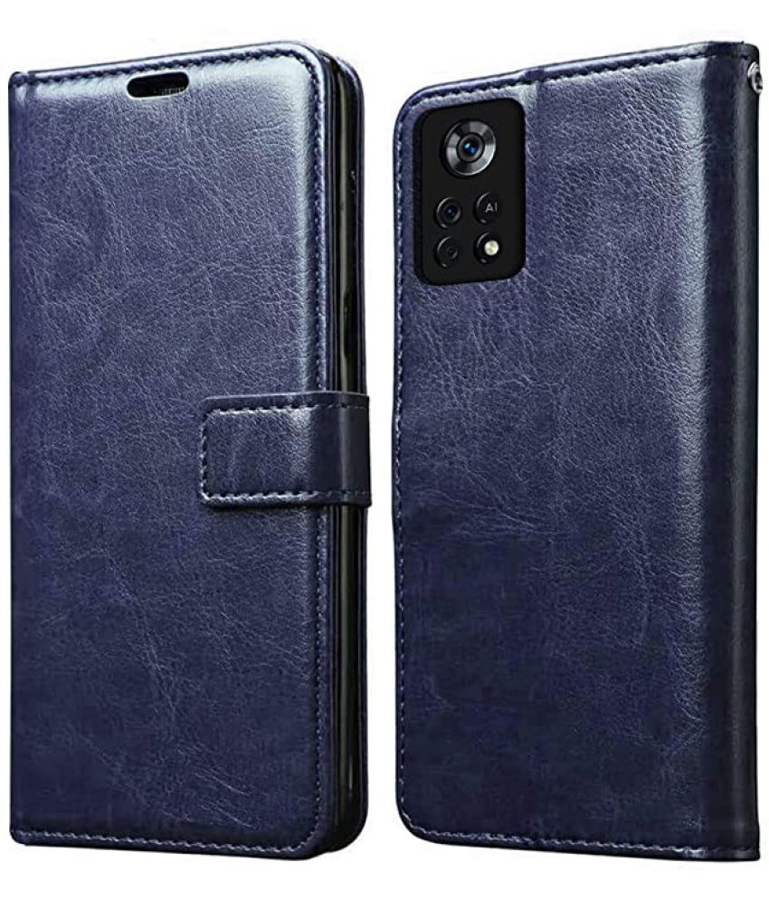     			KOVADO - Blue Artificial Leather Flip Cover Compatible For Poco X4 Pro 5G ( Pack of 1 )