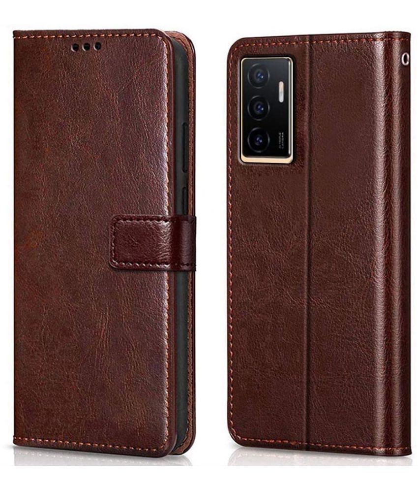     			KOVADO - Brown Artificial Leather Flip Cover Compatible For Vivo v23e 5G ( Pack of 1 )