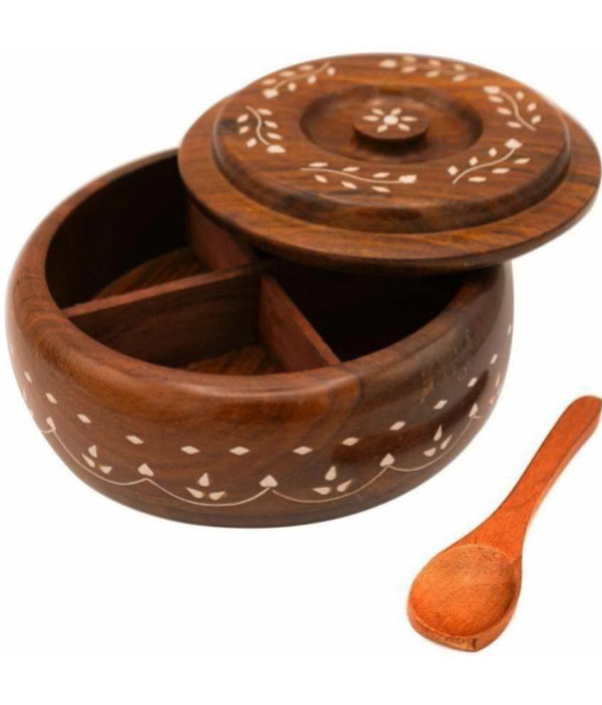     			TFS - Brown Wooden Spice Container ( Set of 1 )