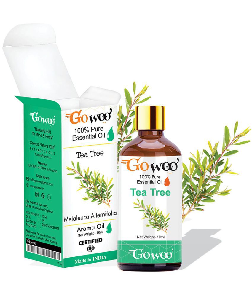    			GO WOO 100% PureTea Tree Oil For Skin, Hair, Face, Acne Care, Pure, Virgin And Undiluted Therapeutic Grade Oil (10ml)