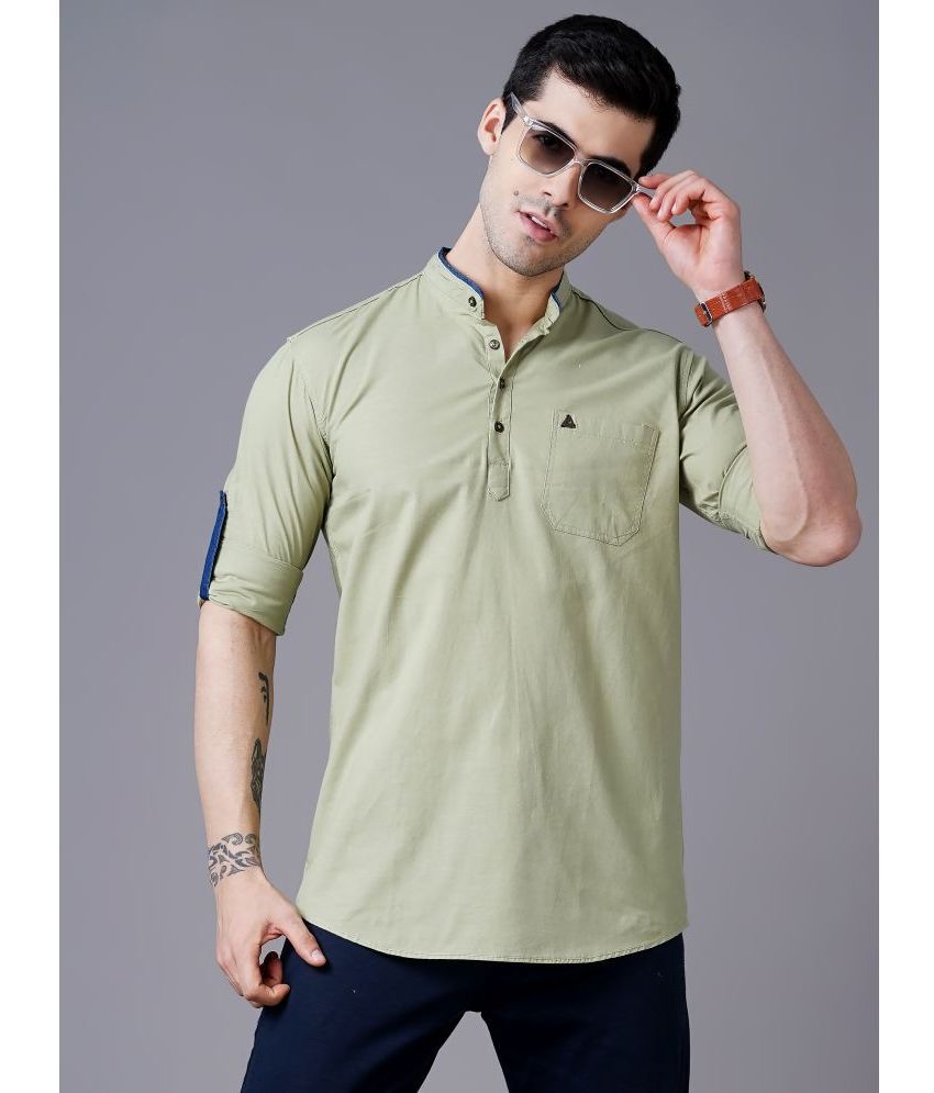     			K-LARA - Green Linen Men's Shirt Style Kurta ( Pack of 1 )