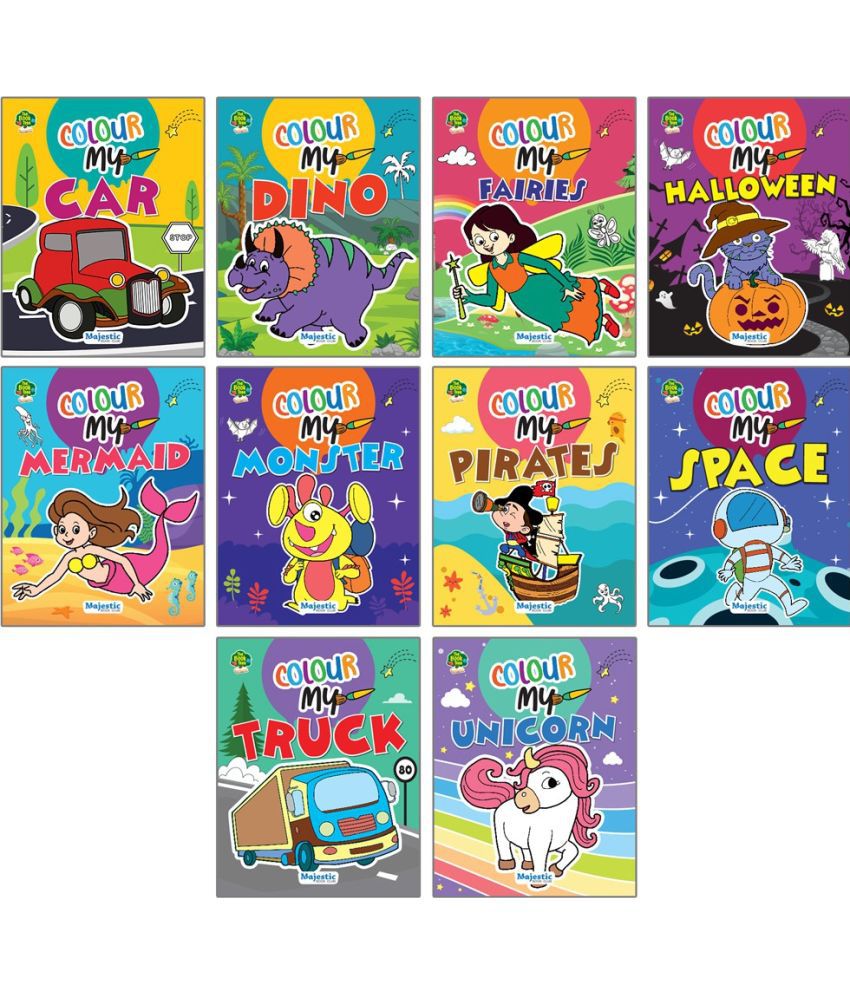     			Copy Colour Book With Crayons : Set Of 10 Books (Car, Truck, Fairies, Halloween, Mermaid, Monster, Pirates, Space And Unicorn) , Gift Set For Kids, 2 Yrs Above