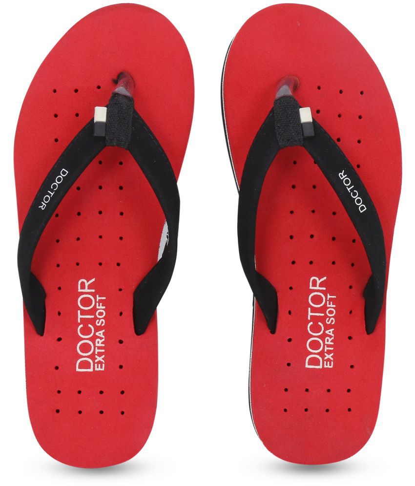     			DOCTOR EXTRA SOFT - Red Women's Thong Flip Flop