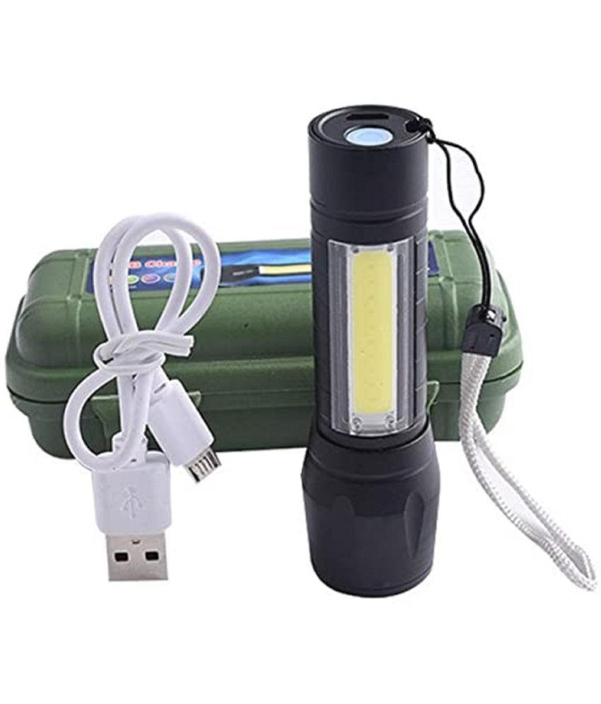     			Penyan™ LED Flashlight with COB Light Mini Waterproof Portable LED XPE COB Flashlight - 13W Rechargeable Flashlight Torch (Pack of 1)