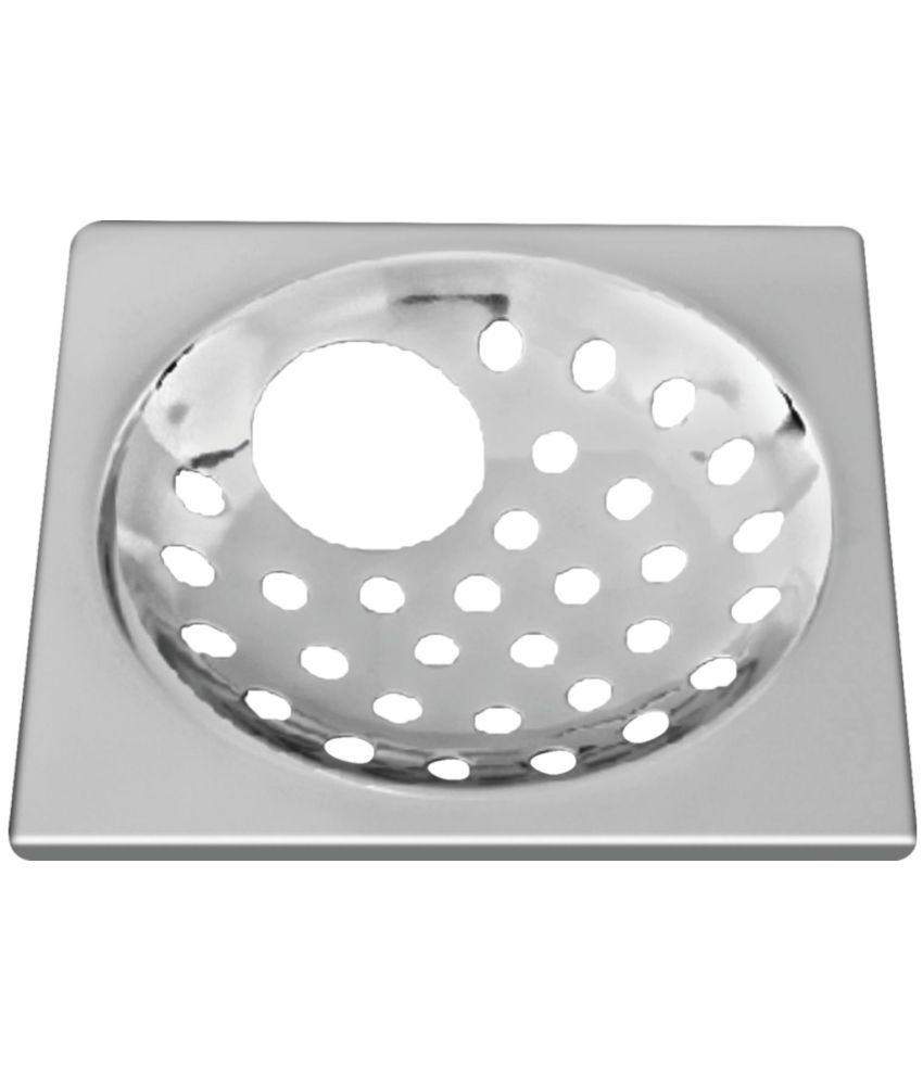     			Sanjay Chilly SaniSquare Stainless Steel 304 Grade Chrome Finished Trap Floor Drain Grating with Hole 5 Inches