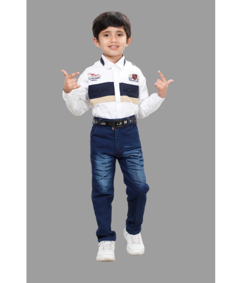     			DKGF Fashion - Beige Cotton Blend Boys Shirt & Jeans ( Pack of 1 )