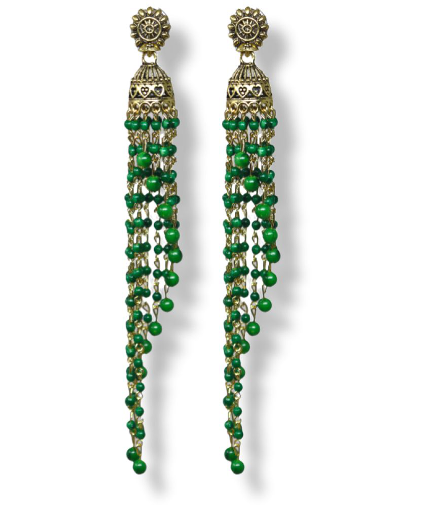     			Happy Stoning - Green Danglers Earrings ( Pack of 1 )