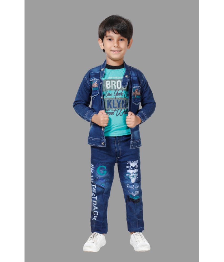     			DKGF Fashion - Green Cotton Blend Boys T-Shirt & Jeans ( Pack of 1 )