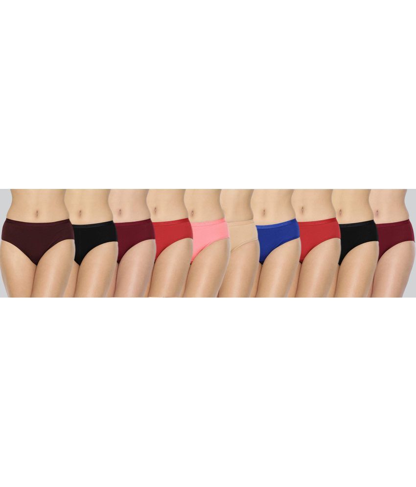     			LYRA Pack of 10 Cotton Solid Women's Hipster ( Multi Color )