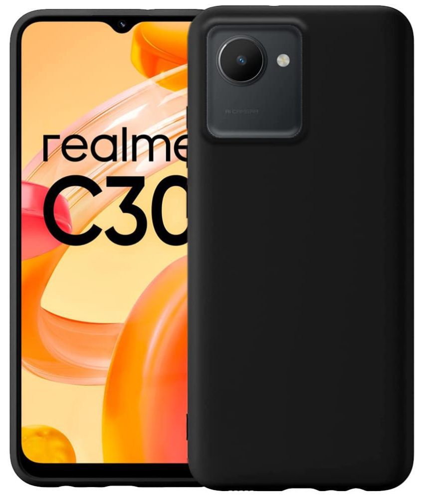     			Megha Star - Black Silicon Plain Cases Compatible For Realme C30 ( Pack of 1 )
