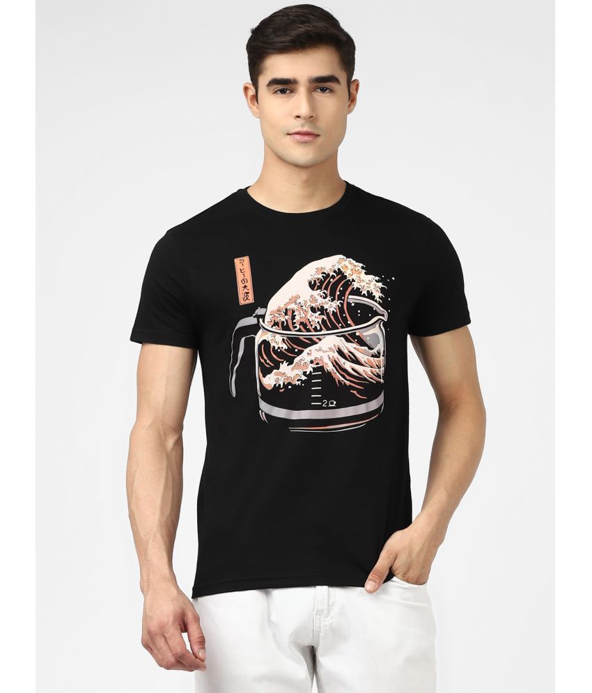     			UrbanMark Men 100% Cotton Regular Fit Round Neck Half Sleeves Graphic Print T Shirt-Black