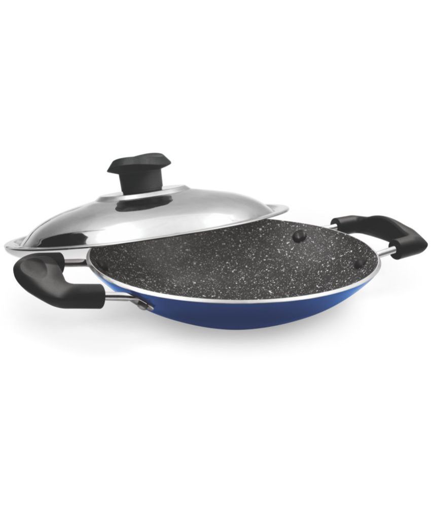     			Milton Pro Cook Granito Non Induction Appachetty with Lid, 21 cm, Blue
