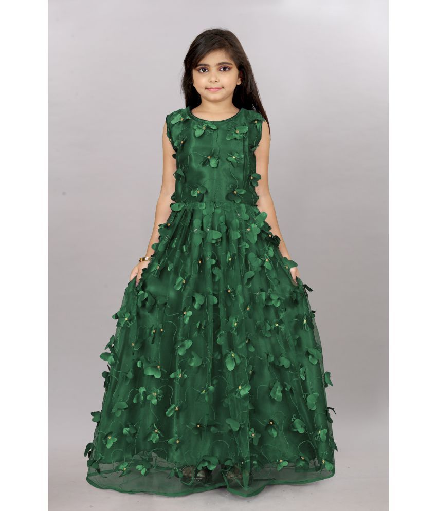     			Aika Net Gown For Girls ( Pack of 1 , Green )