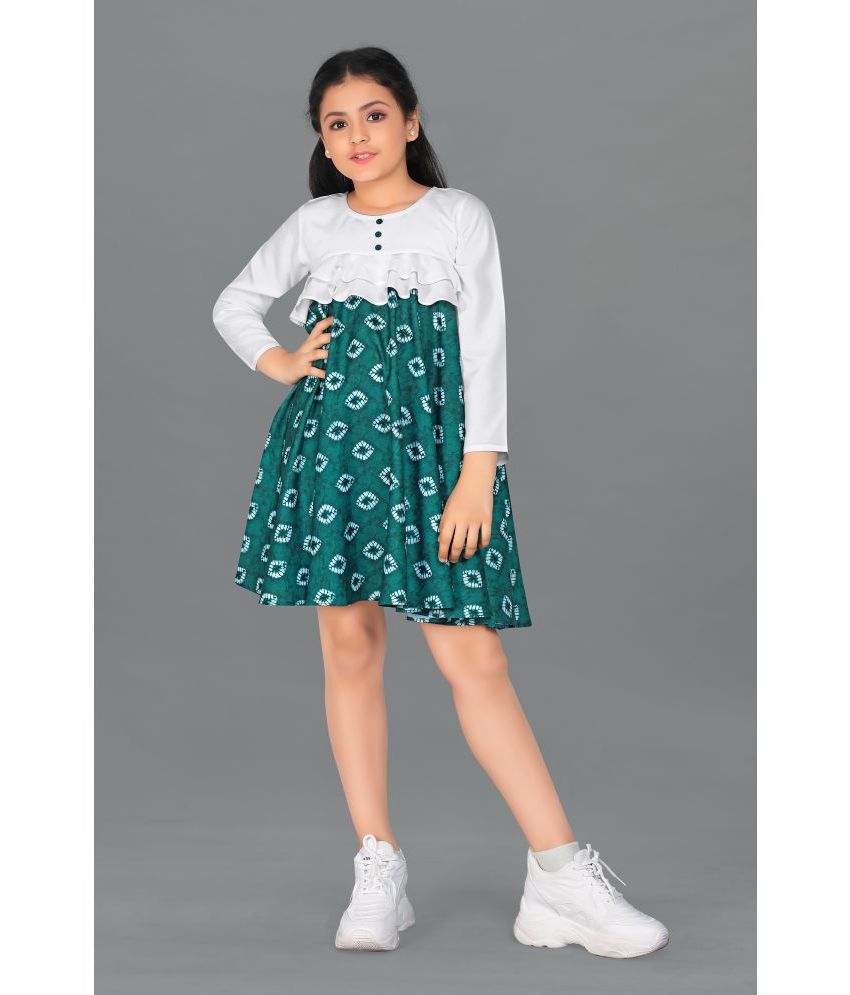     			Fashion Dream - Green Rayon Girls A-line Dress ( Pack of 1 )