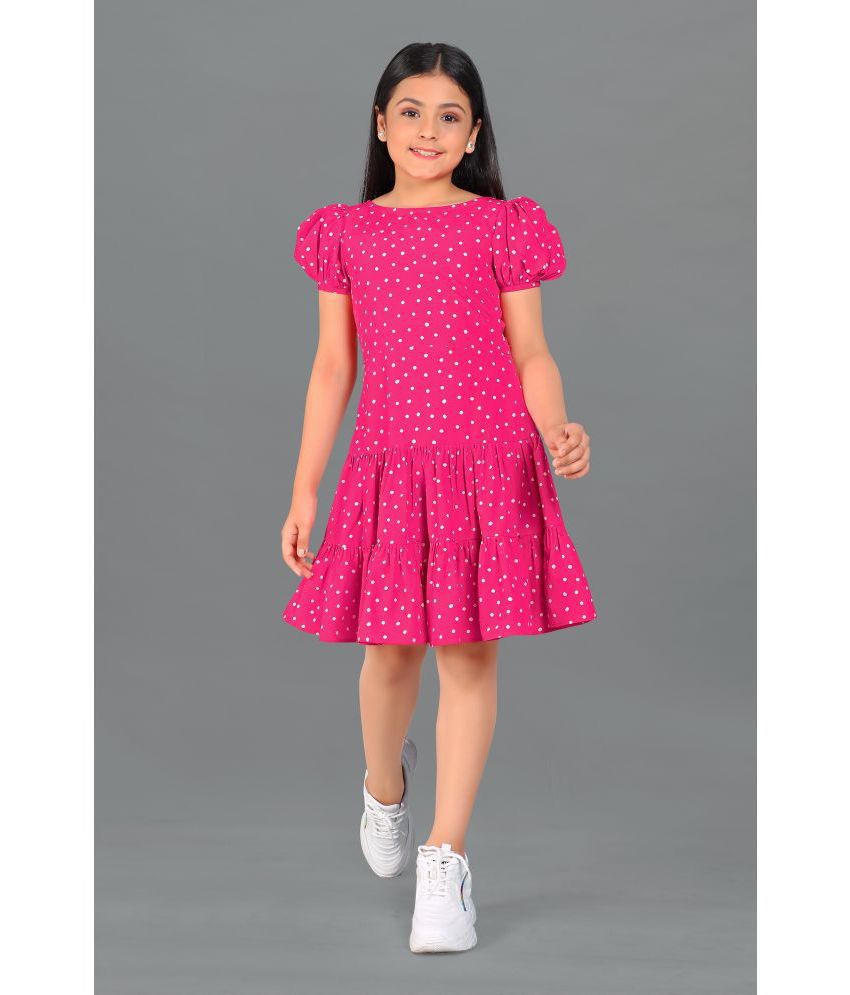     			MIRROW TRADE - Pink Polyester Blend Girls Fit And Flare Dress ( Pack of 1 )