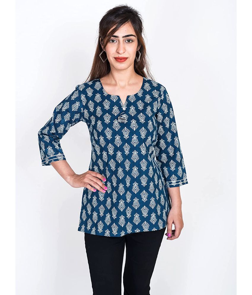     			Swasti - Blue Cotton Women's Ethnic Top ( Pack of 1 )