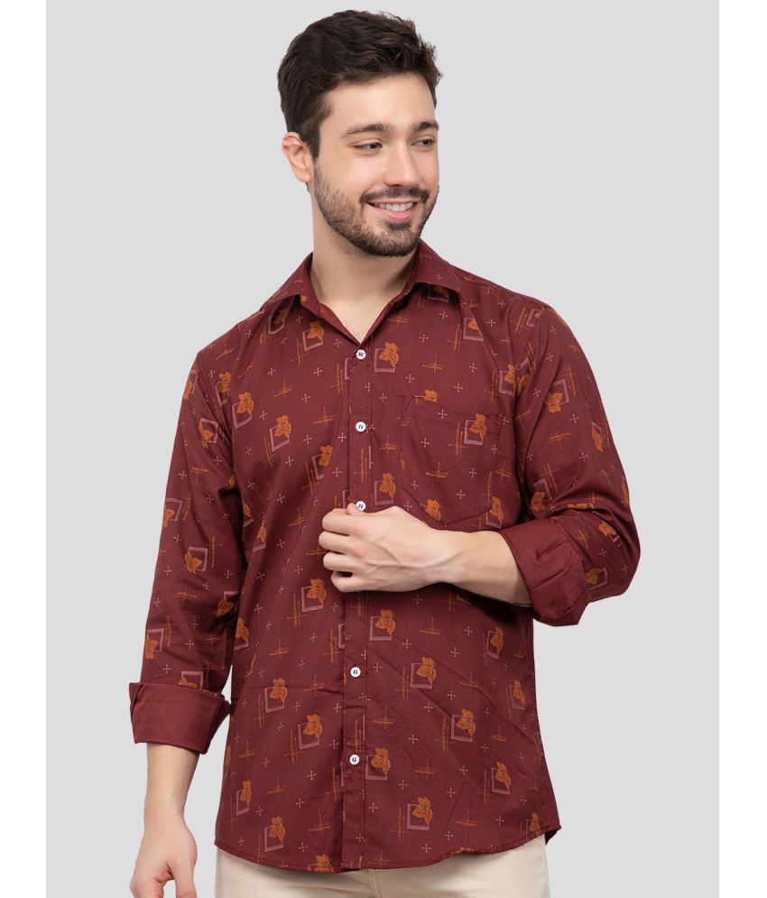 YHA - Brown 100% Cotton Regular Fit Men's Casual Shirt ( Pack of 1 )