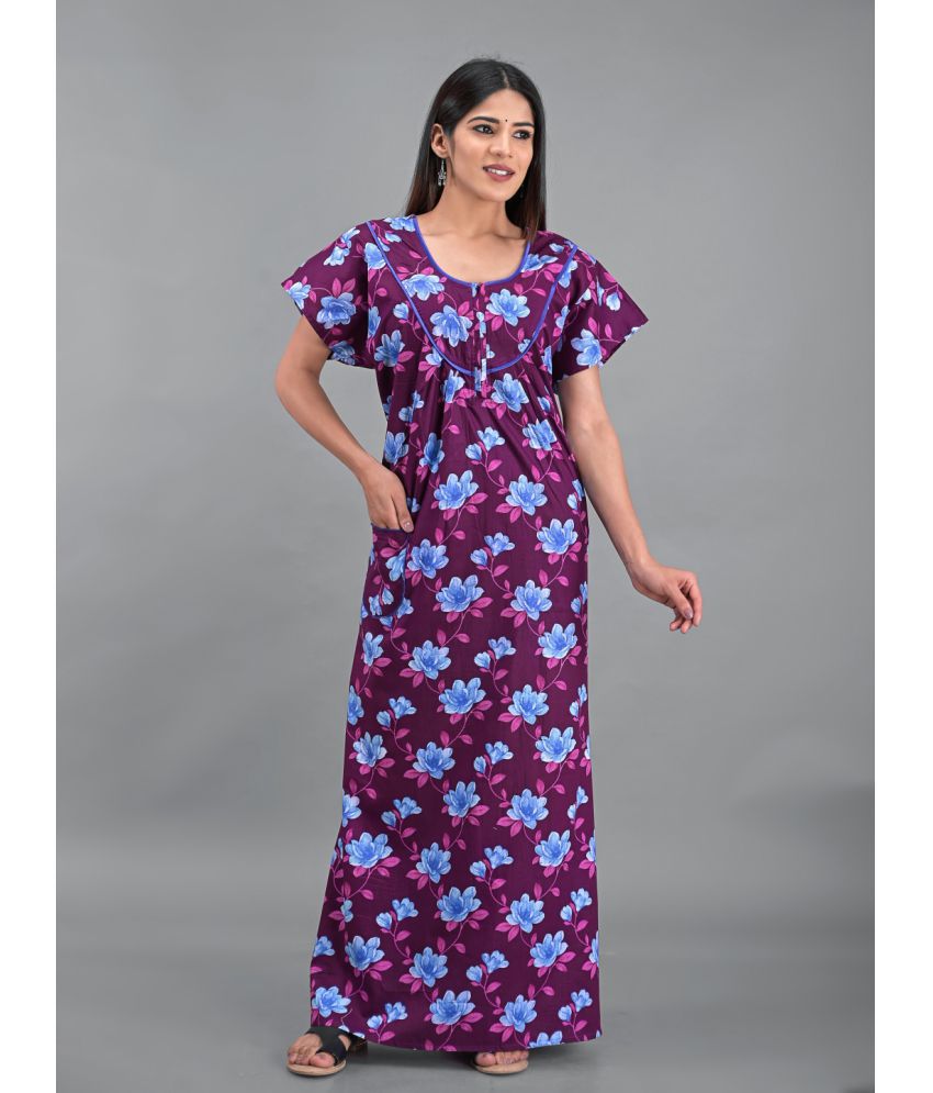     			Apratim - Purple Cotton Women's Nightwear Nighty & Night Gowns ( Pack of 1 )