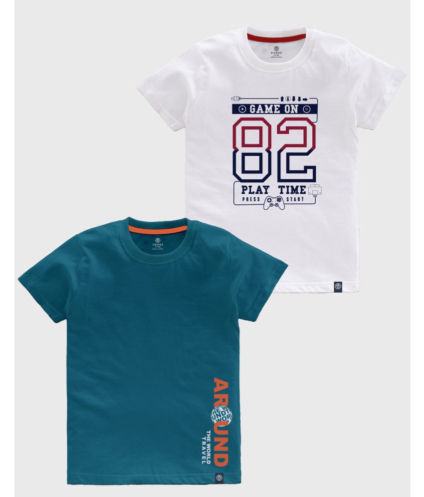 CODEZ - Multicolor Cotton Boy's T-Shirt ( Pack of 2 )
