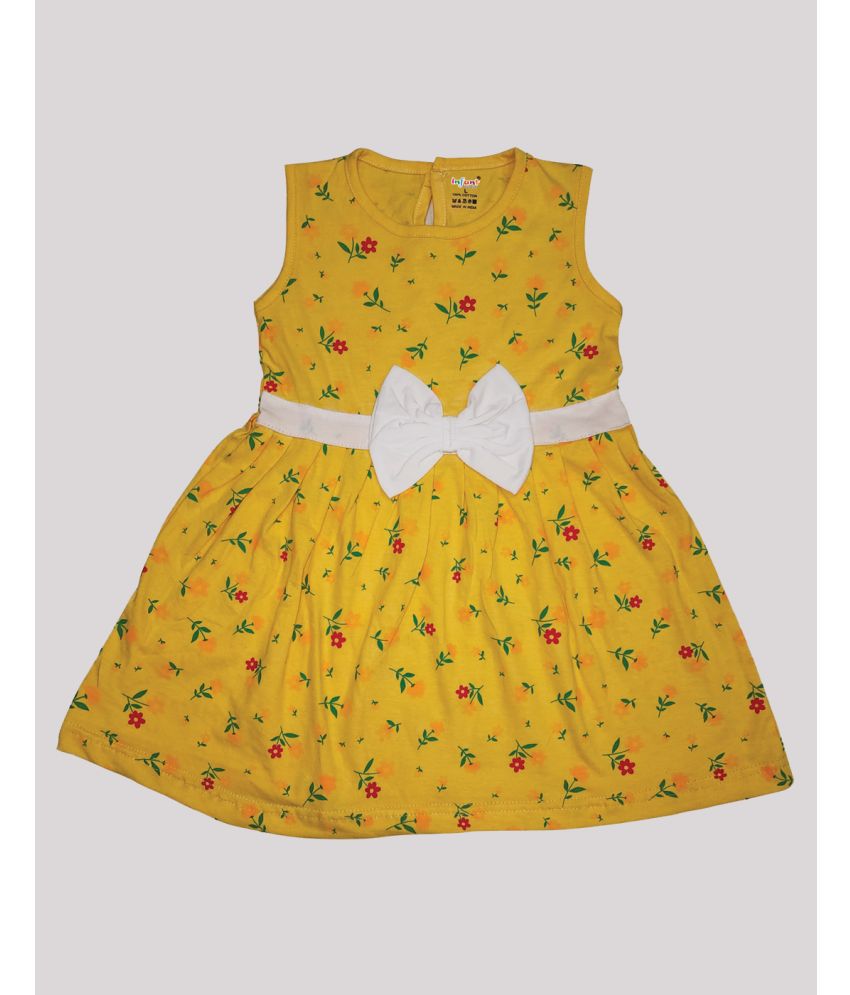     			INFANT - Yellow Cotton Girls A-line Dress ( Pack of 1 )