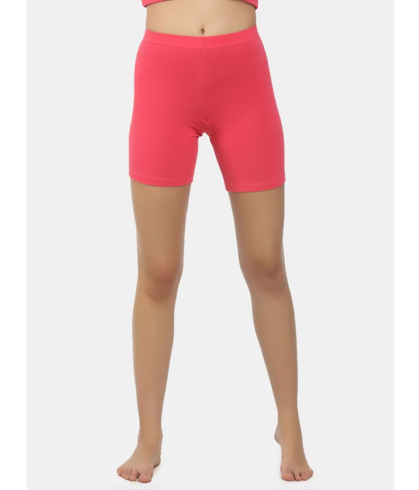shyygl - Red Cotton Lycra Solid Women's Safety Shorts ( Pack of 1 )