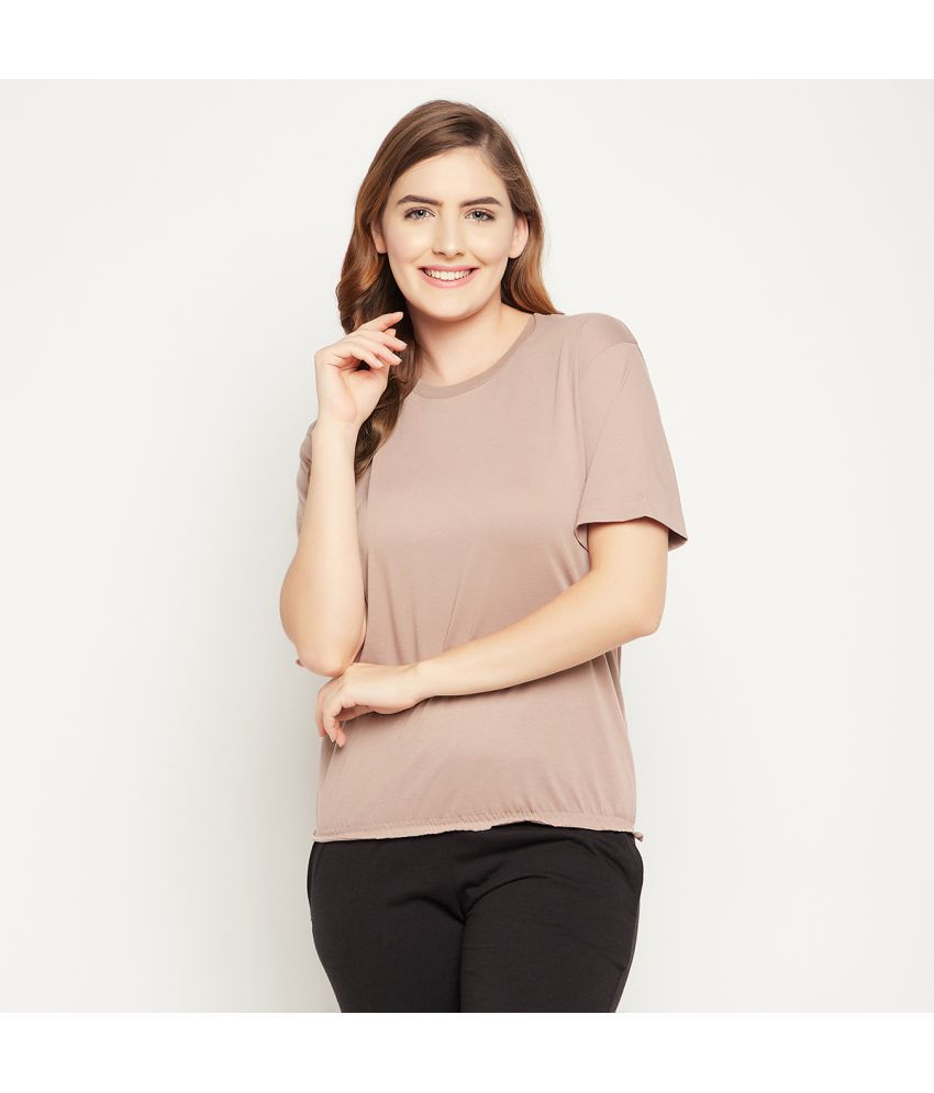     			Clovia - Beige Cotton Regular Fit Women's T-Shirt ( Pack of 1 )