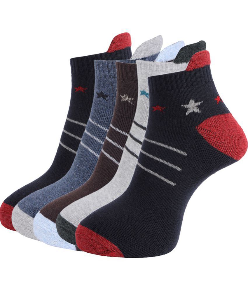 Dollar Socks - Cotton Men's Striped Multicolor Ankle Length Socks ( Pack of 5 )