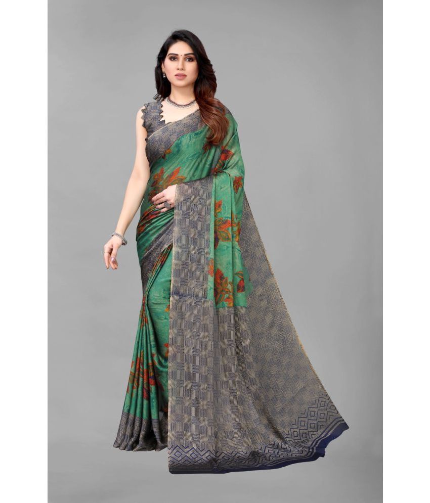     			FABMORA - Rama Chiffon Saree With Blouse Piece ( Pack of 1 )