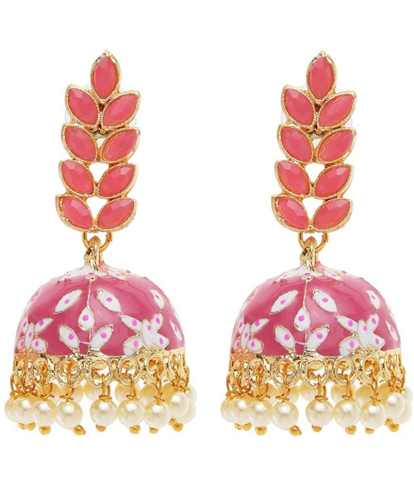     			Happy Stoning - Pink Jhumki Earrings ( Pack of 1 )