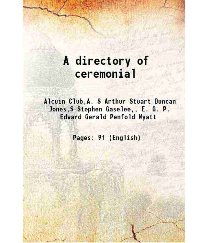     			A directory of ceremonial 1921 [Hardcover]